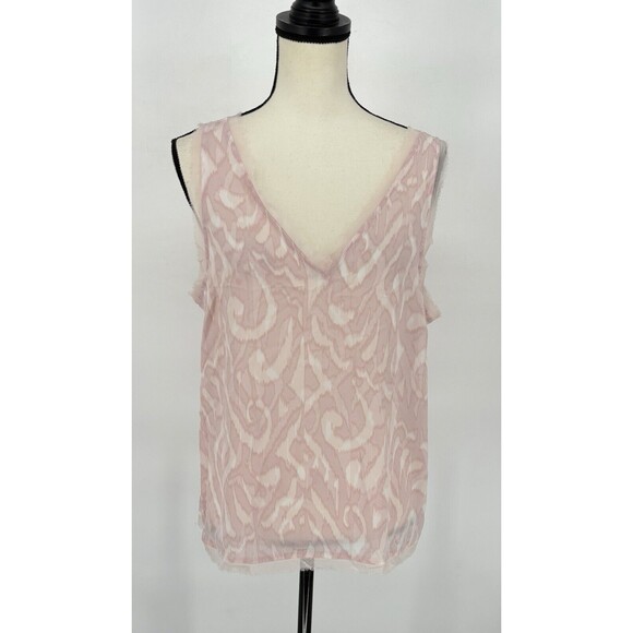 HALOGEN Scrolling Lines‎ Pink V-neck Sleeveless Blouse Top Size 1 - Picture 1 of 9